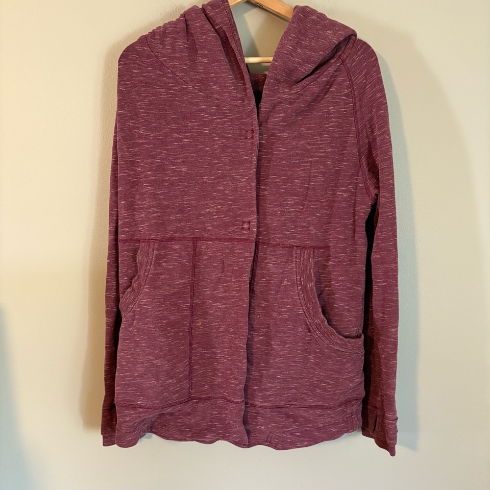 Lululemon size 6 Women's Maroon Hooded sweatshirt snap button